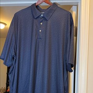 Roundtree & Yorke Men's Navy Blue Polka Dot Polo Shirt